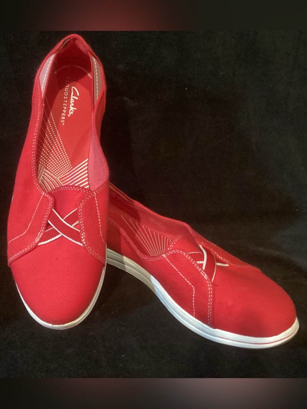 Clarks Red Women's Slip-On Canvas Flats
